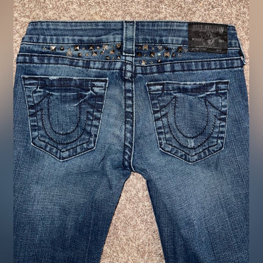 True Religion Studded and Rhinestone Bling Johnny Jeans Size 27